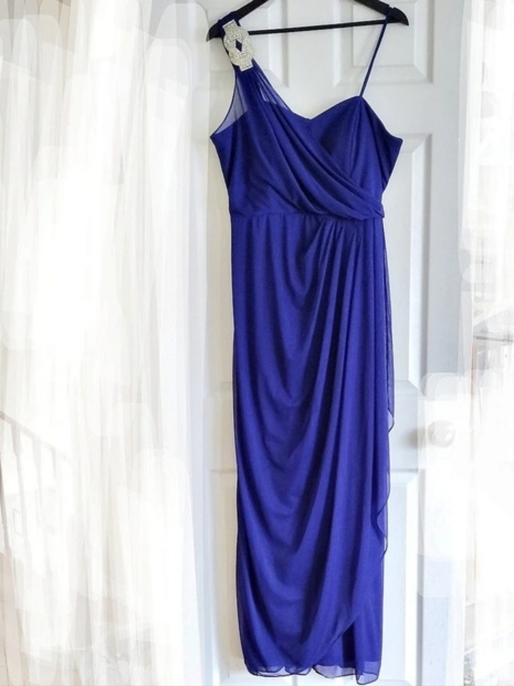 Xscape Woman Cobalt Royal Blue Maxi Dress Formal Gown Size 14W
